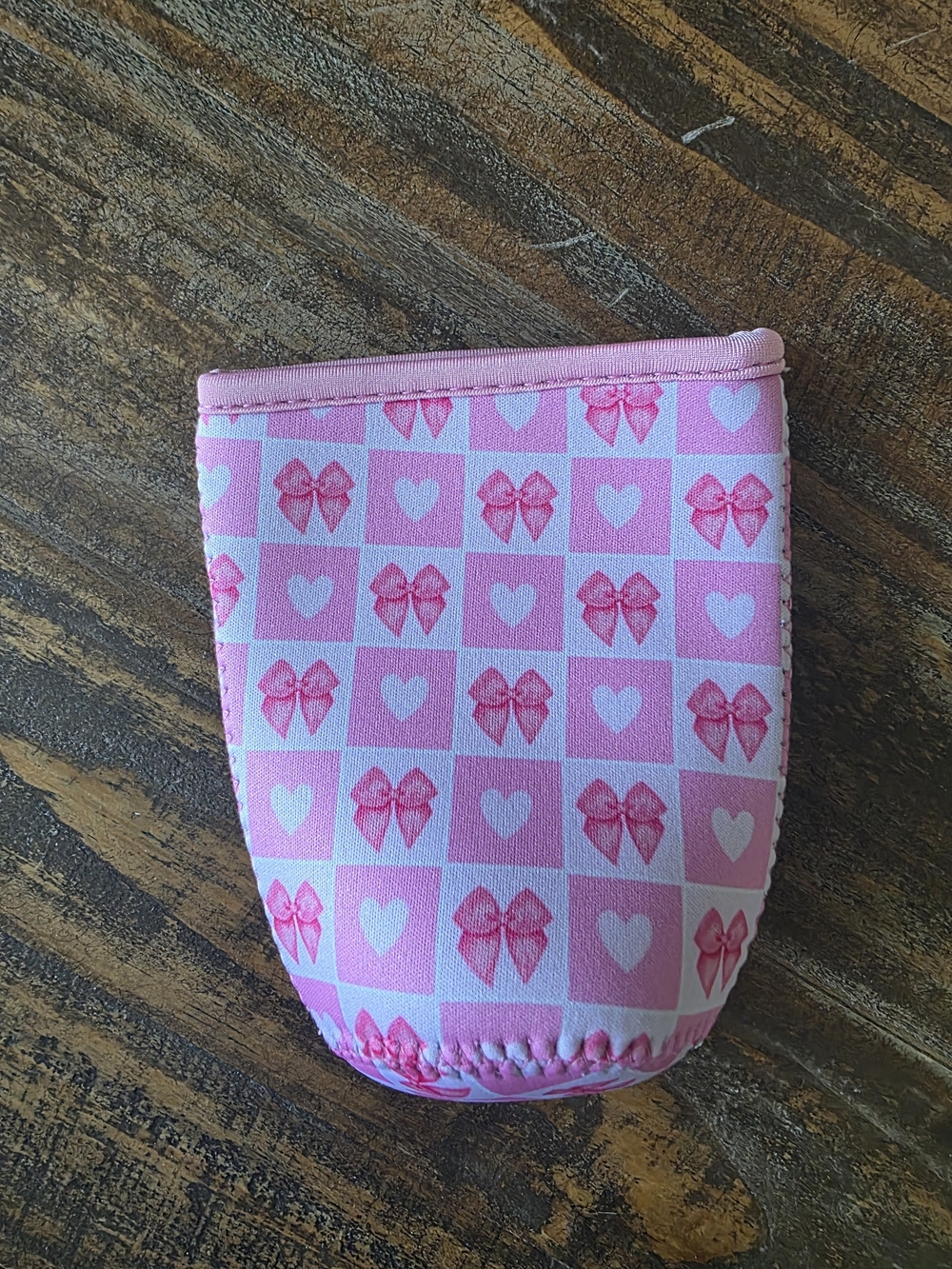 Pink Heart & Bow NWOT Coffee Coolie